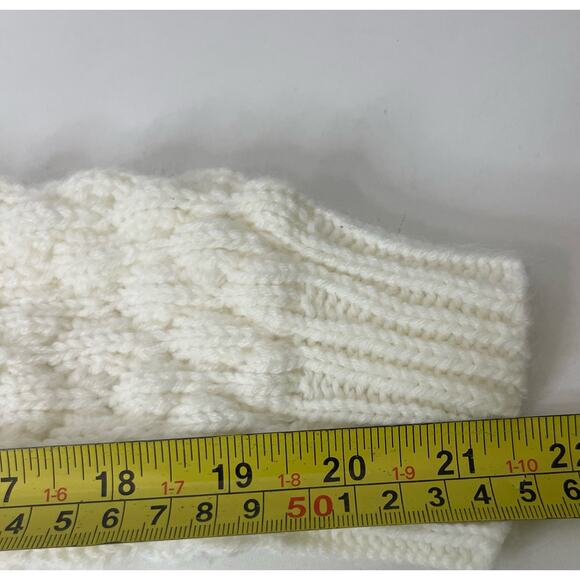 Hand Knit Hooded Pompom Cream Infant Onsie (Approx 6-12) - Picture 4 of 5